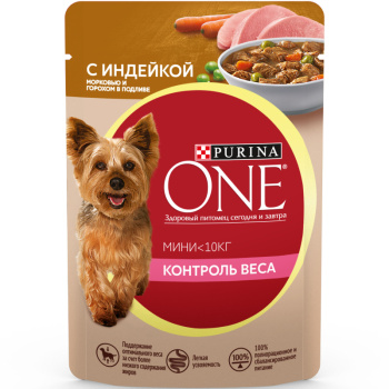 Влажный корм Purina One для собак мелких пород с индйкой и морковью, 85г