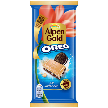 Шоколад молочный с белым Alpen Gold Oreo Два Шоколада с печеньем, 85 г