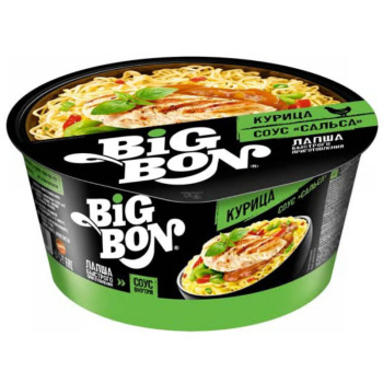 Лапша Big Bon Курица + соус сальса, 85г 