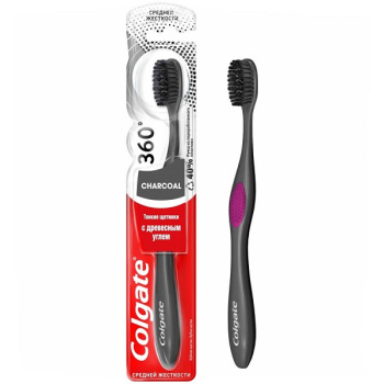 Зубная щетка Colgate 360 Древесный уголь средней жесткости 1шт