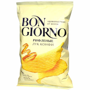 Чипсы картофельные Bon Giornо со вкусом лук конфи, 80г