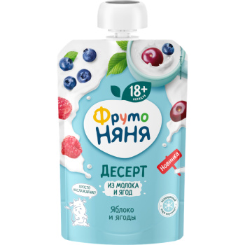 Десерт Фруто Няня с яблоком и ягодами, 90г