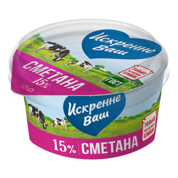 Сметана Искренне Ваш 15% БЗМЖ