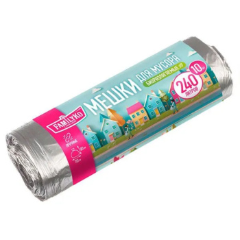 Мешки для мусора FamilyKo 10шт 40мкм серые, 240л 