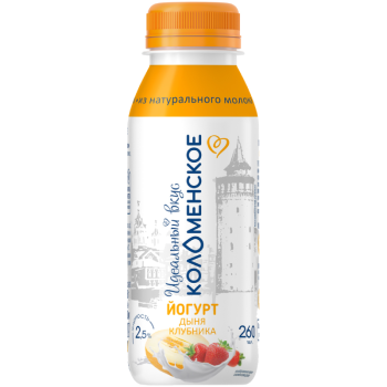 Йогурт Коломенский 2,5% 260мл Дыня-клубника 4шт БЗМЖ