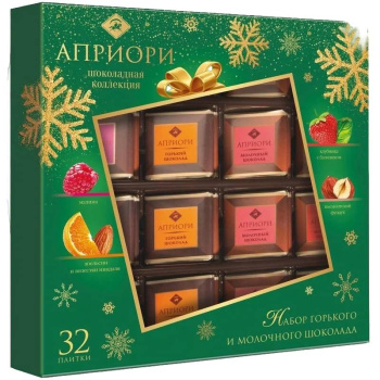 Набор шоколада Apriori Коллекция горького и молочного шоколада с цукатами и орехами, 160г