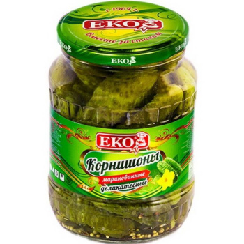 Огурцы-корнишоны Эко 3-6см, 370мл