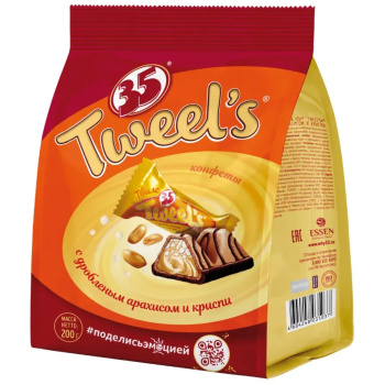 Конфеты 35 Tweel`s с дробленным арахисом и криспи 200г