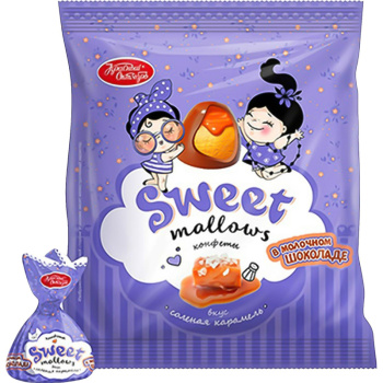 Конфеты Sweet Mallows в молочном шоколаде вкус соленой карамели 150г