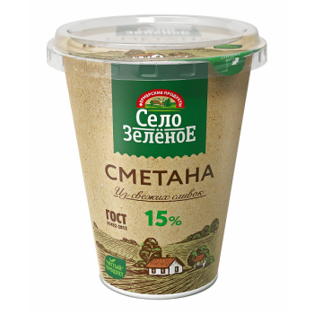 Сметана Село Зеленое 15% БЗМЖ, 300г