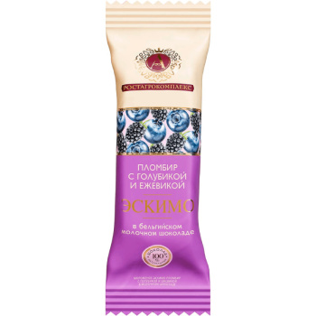 Мороженое РостАгро 65г Эскимо пломбир с голубикой и ежевикой в молочном шоколаде