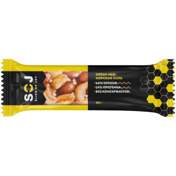 Батончик ореховый Орехи-Мед-Морская соль, 40г