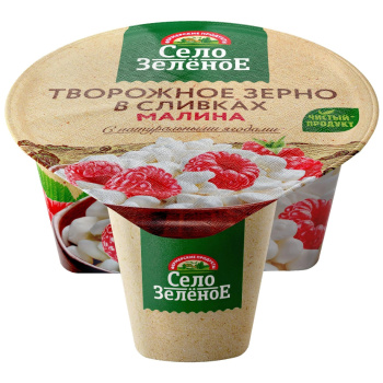 Творожное зерно в сливках Малина Село Зеленое 5% 130г