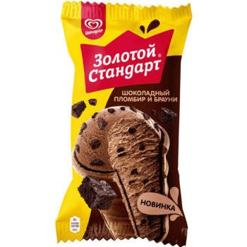 Мороженое Инмарко Золотой Стандарт пломбир шоколадный брауни БЗМЖ, 90г