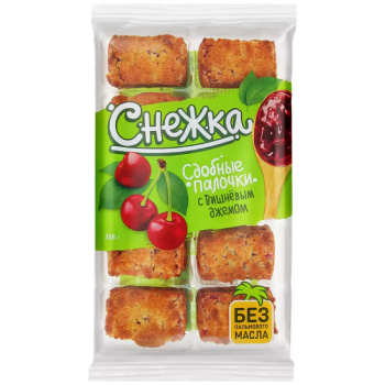 Палочки сдобные Снежка Лесные ягоды с джемом из вишни, 308г