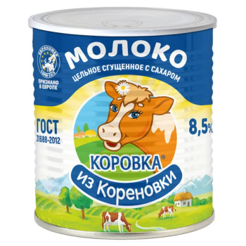Молоко сгущеное цельное Коровка из Кореновки ГОСТ БЗМЖ, 360г 