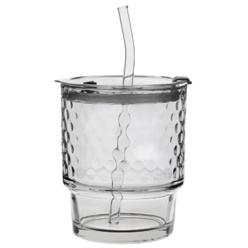 Стакан с крышкой и трубочкой Сота 8,9х15,5 см, 350мл 