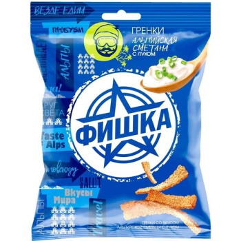 Гренки Фишка со вкусом Альпийской сметаны с луком, 120г