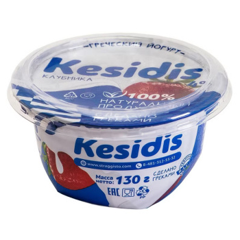 Йогурт Греческий Клубника 4%, 130г 