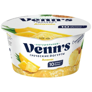Йогурт Греческий Venn s обезжиренный Ананас 130г