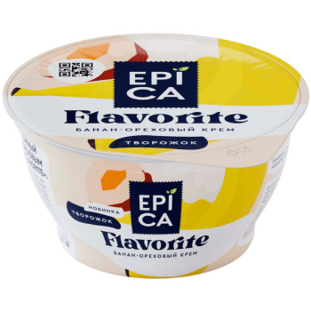 Десерт творожный Эпика Flavorite банан-ореховый крем 7,6% БЗМЖ, 130г