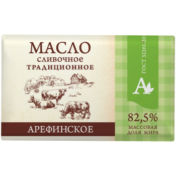 Масло сливочное Арефинское Традиционное 82,5%, 180г
