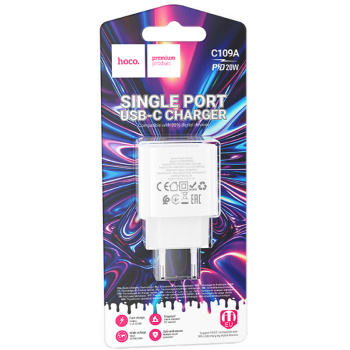 Сетевое зарядное устройство hoco модель C109A USB-С PD 20W, белый