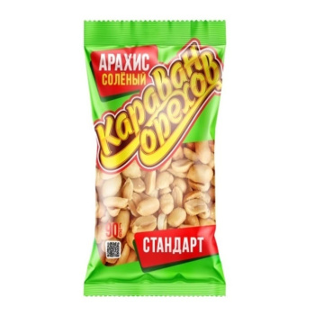Арахис Караван орехов стандарт, жареные, соленые, 90г