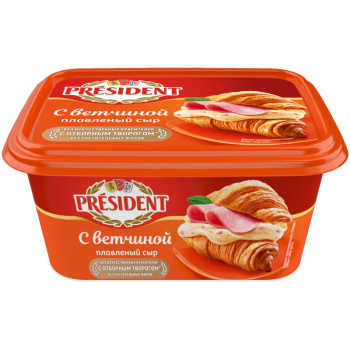 Сыр плавленый Президент с ветчиной 45%, 400г
