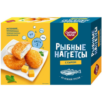 Наггетсы рыбные тресковые с сыром Сытый папа, 250г