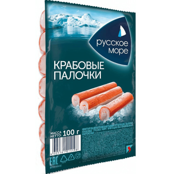 Крабовые палочки мороженые Русское море, 100г