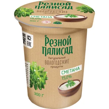Сметана Резной Палисад 15% БЗМЖ, 300г