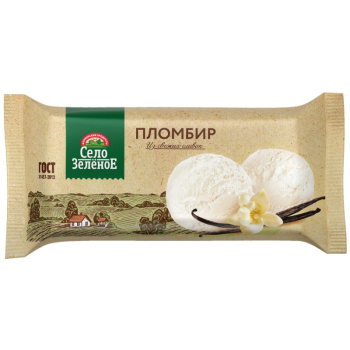 Мороженое Пломбир с ароматом ванили брикет 15% 200г Село Зеленое БЗМЖ