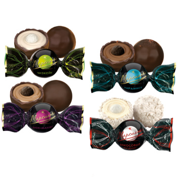 Конфеты Марсианка Ассорти кокос, тирамису, чизкейк, шоколадный, 200г