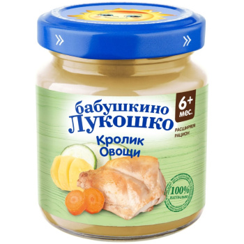 Пюре Бабуш. лукошко кролик-овощи с 6 мес 100г