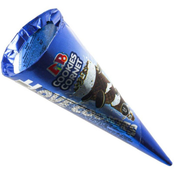 Вафельный рожок Dippo Cornet Cookies с молочной начинкой и какао-печеньем, 25г