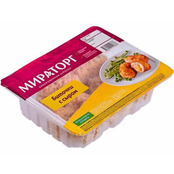 Биточки из мяса цыплят-бройлеров Мираторг с сыром в панировке охлаждённые, 380г