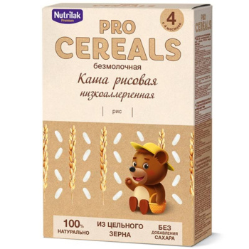 Каша Нутрилак Премиум PRO CEREALS рисовая безмолочная с 4 месяцев, 200г