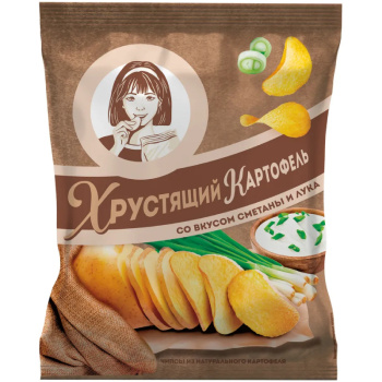 Чипсы картофельные Хрустящий картофель со вкусом лук и сметана, 60г