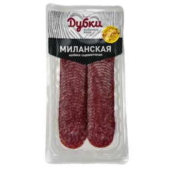 Колбаса Миланская Дубки сырокопчёная, нарезка, 100г