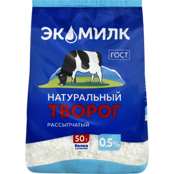 Творог, Экомилк, 5%, натуральный рассыпчатый, 280г