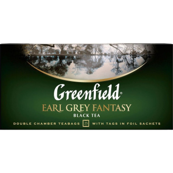 Чай черный Greenfield Earl Grey Fantasy, бергамот цитрус календула василек, 25пак