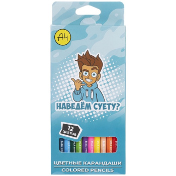 Карандаши цветные 12 цветов ECO Влад А4 заточенные