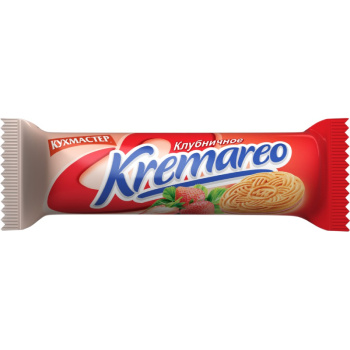 Печенье Кухмастер, Kremareo, сахарное, клубничная начинка, 100г