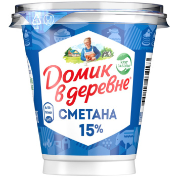 Сметана Домик в Деревне 15% 300г БЗМЖ