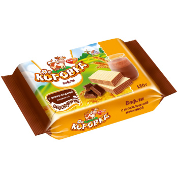 Вафли Рот Фронт, коровка с шоколадной начинкой, 150г