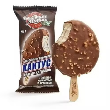 Мороженое Эскимо Чистая Линия Арахис-карамель Кактус БЗМЖ, 70г 