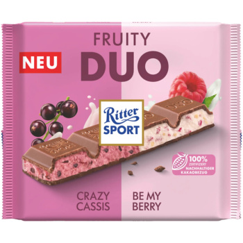 Шоколад молочный Ritter Sport Ягодный Duo Яркая смородина и Нежная малина, 218г