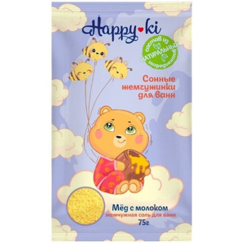 Соль для ванн Happyki 75гр Мед с молоком