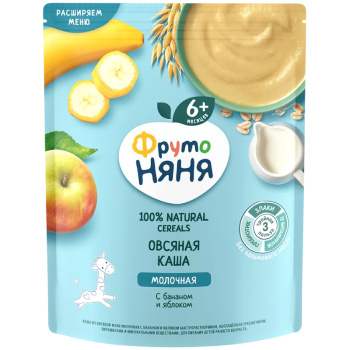 Каша ФрутоНяня Молочная Овсяная Яблоко Банан быстрорастворимая 200 г